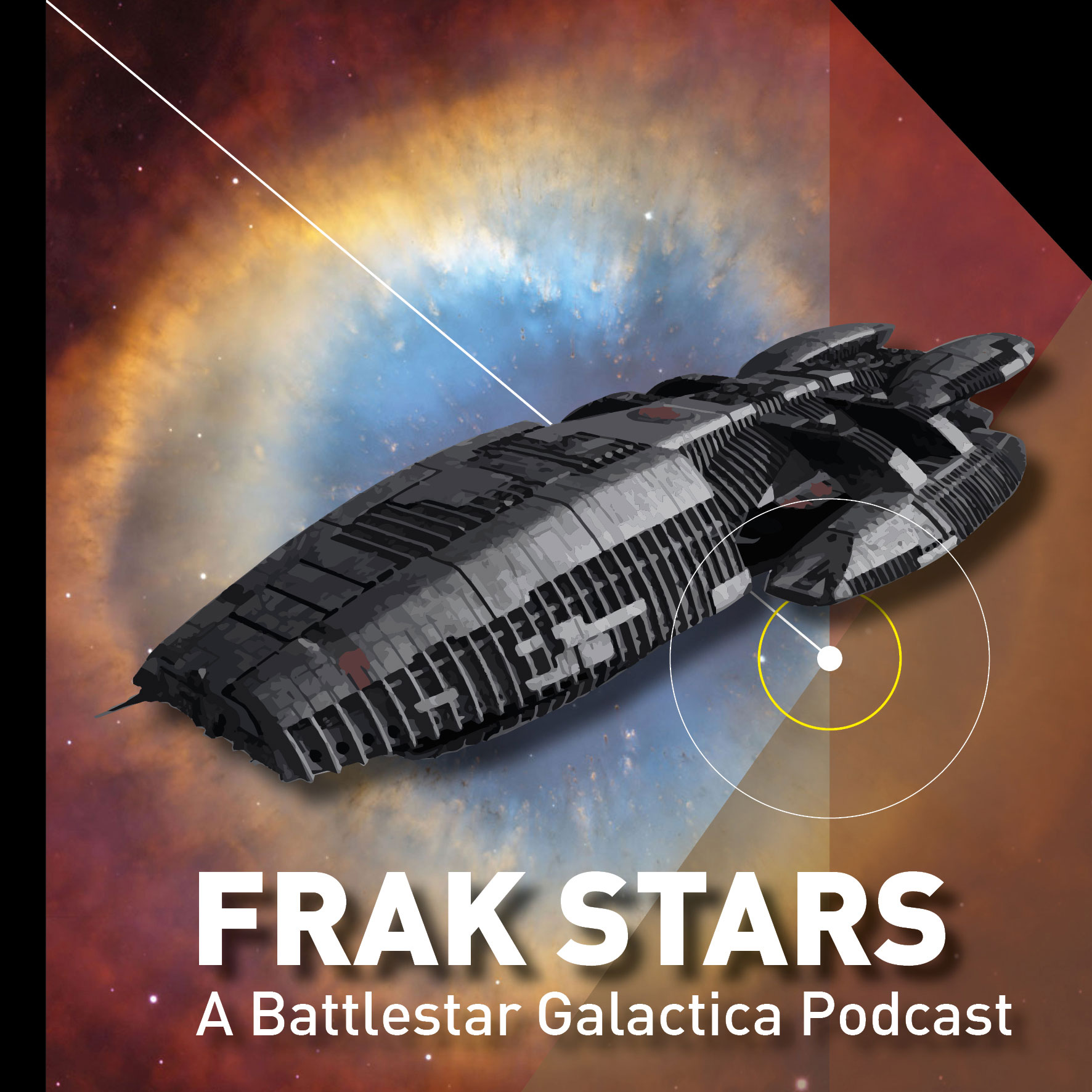 The Frak Stars logo, featuring a stylized depiction of Battlestar Galactica elements with the eye of Jupiter in the background.